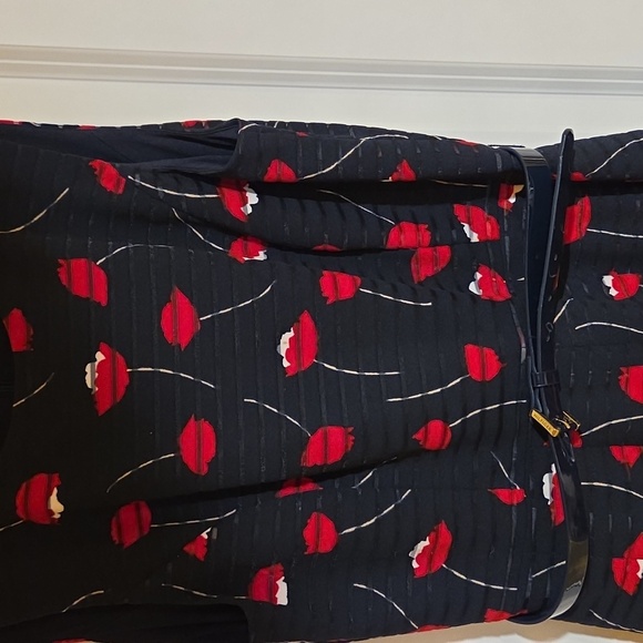 Tommy Hilfiger Elegant Navy Blue and Red Floral Dress - Picture 2 of 4